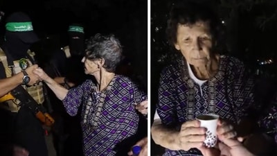 Woman held hostage by Hamas militants released (X screenshot) Woman held hostage by Hamas militants released (X screenshot)