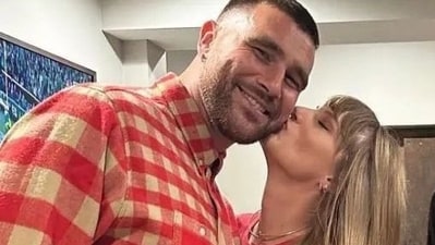 Travis Kelce can't stop smiling around Taylor Swift. Travis Kelce can't stop smiling around Taylor Swift.
