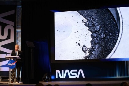 NASA Administrator Bill Nelson speaks during a press conference for the OSIRIS-REx sample unveiling at the Johnson Space Center in Houston, Texas on October 11. (AFP) NASA Administrator Bill Nelson speaks during a press conference for the OSIRIS-REx sample unveiling at the Johnson Space Center in Houston, Texas on October 11. (AFP)