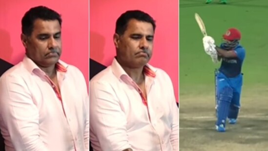 Waqar Younis' expression said it all. (Screengrab)