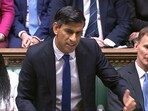 Israel-Hamas War: Britain's Prime Minister Rishi Sunak in the House of Commons, in London. Israel-Hamas War: Britain's Prime Minister Rishi Sunak in the House of Commons, in London.