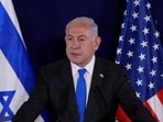 Israel’s Prime Minister Benjamin Netanyahu makes a statement to the media inside The Kirya, which houses the Israeli Ministry of Defense, after a meeting with U.S. Secretary of State Antony Blinken, in Tel Aviv, Israel, Thursday Oct. 12, 2023.