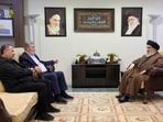 Hezbollah leader Sayyed Hassan Nasrallah, right, meets with Ziad al-Nakhleh, the head of Palestinian Islamic Jihad, center, and Hamas deputy chief, Saleh al-Arouri, in Beirut, Lebanon Hezbollah leader Sayyed Hassan Nasrallah, right, meets with Ziad al-Nakhleh, the head of Palestinian Islamic Jihad, center, and Hamas deputy chief, Saleh al-Arouri, in Beirut, Lebanon