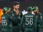 Shaheen Afridi with teammates celebrates the wicket of Afghanistan's batter Rahmanullah Gurbaz during the World Cup 2023 match between Pakistan and Afghanistan Shaheen Afridi with teammates celebrates the wicket of Afghanistan's batter Rahmanullah Gurbaz during the World Cup 2023 match between Pakistan and Afghanistan