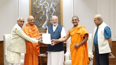 After meeting with the officials of Shri Ram Janambhoomi Trust, Prime Minister Narendra Modi expressed his happiness. (X/Narendra Modi) After meeting with the officials of Shri Ram Janambhoomi Trust, Prime Minister Narendra Modi expressed his happiness. (X/Narendra Modi)