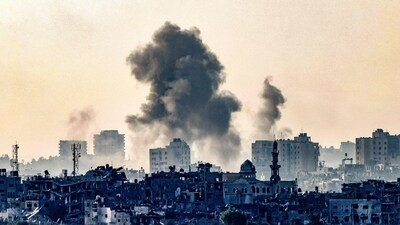 Israel-Hamas War: Smoke ascending over the northern Gaza Strip following an Israeli strike. (AFP)
