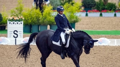 Hriday Vipul Chheda competes in the Equestrian Dressage Individual Final event at the 19th Asian Games (PTI) Hriday Vipul Chheda competes in the Equestrian Dressage Individual Final event at the 19th Asian Games (PTI)