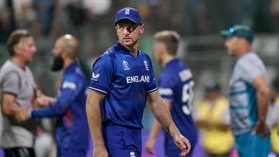 England's captain Jos Buttler after South Africa won the ICC Men's Cricket World Cup 2023 match against England, at Wankhede Stadium, in Mumbai (PTI) England's captain Jos Buttler after South Africa won the ICC Men's Cricket World Cup 2023 match against England, at Wankhede Stadium, in Mumbai (PTI)