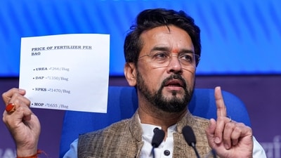 Union Minister Anurag Thakur addresses the media during cabinet briefing, in New Delhi, Wednesday, Oct. 25, 2023. (PTI) Union Minister Anurag Thakur addresses the media during cabinet briefing, in New Delhi, Wednesday, Oct. 25, 2023. (PTI)
