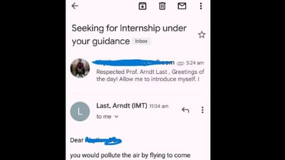 The professor's response for internship application. (X/@Harshit Tiwari )