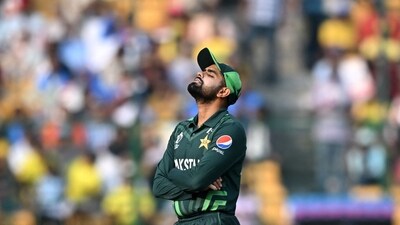 Pakistan's captain Babar Azam reacts while fielding during the 2023 ICC Men's Cricket World Cup match between Australia and Pakistan (AFP) Pakistan's captain Babar Azam reacts while fielding during the 2023 ICC Men's Cricket World Cup match between Australia and Pakistan (AFP)
