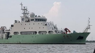Chinese maritime research vessel Shi Yan 6 docked in Colombo on Wednesday. Chinese maritime research vessel Shi Yan 6 docked in Colombo on Wednesday.