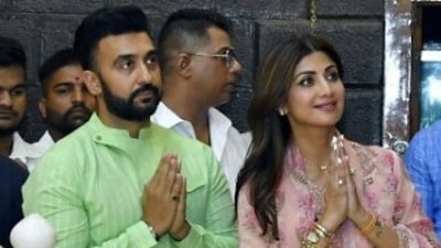 Shilpa Shetty and Raj Kundra during their visit to Shirdi. (Nitin Mirane) Shilpa Shetty and Raj Kundra during their visit to Shirdi. (Nitin Mirane)