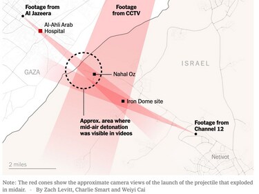 New York Times screengrab showing the range of missile trajectory New York Times screengrab showing the range of missile trajectory
