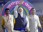 Prime Minister Narendra Modi with Goa Chief Minister Pramod Sawant during the opening ceremony of the 37th National Games, at Pandit Jawaharlal Nehru Stadium in Goa
