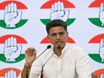 Congress leader Sachin Pilot addressing the media during the press conference at AICC Headquarters, in New Delhi, India, on Thursday, October 26, 2023.  (Photo by Sanjeev Verma/ Hindustan Times)