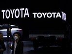 Signage displayed in the Toyota Motor Corp. booth at the Japan Mobility Show in Tokyo, Japan, on Wednesday, Oct. 25, 2023. Signage displayed in the Toyota Motor Corp. booth at the Japan Mobility Show in Tokyo, Japan, on Wednesday, Oct. 25, 2023.