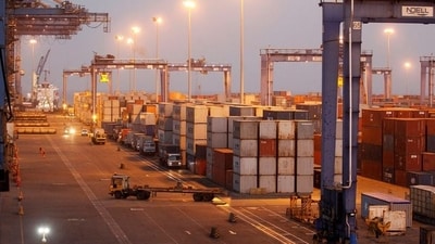 A general view of a container terminal is seen at Mundra Port, one of the ports handled by India's Adani Ports and Special Economic Zone Ltd, in the western Indian state of Gujarat. (REUTERS)