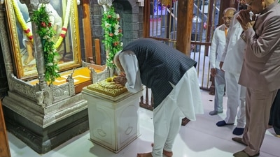 PM Modi later performed the ‘Jal Pujan’ of Nilwande Dam, which is located in Maharashtra’s Ahmednagar district, and inaugurated the dam’s left bank canal network. (ANI) PM Modi later performed the ‘Jal Pujan’ of Nilwande Dam, which is located in Maharashtra’s Ahmednagar district, and inaugurated the dam’s left bank canal network. (ANI)