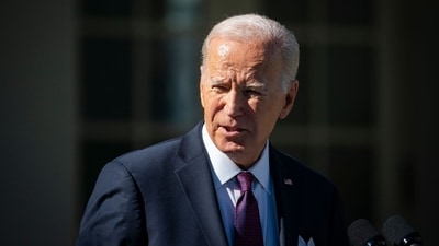US President Joe Biden in the Rose Garden of the White House in Washington, on October 25. (Bloomberg) US President Joe Biden in the Rose Garden of the White House in Washington, on October 25. (Bloomberg)