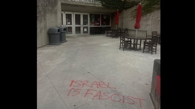 Cornell University’s New York campus was reportedly vandalised with hateful anti-Israel graffiti Wednesday morning, October 25 (@samaberman/X) Cornell University’s New York campus was reportedly vandalised with hateful anti-Israel graffiti Wednesday morning, October 25 (@samaberman/X)