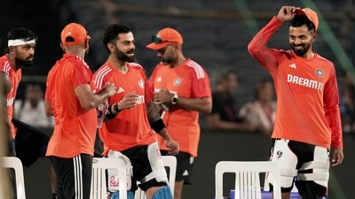 Virat Kohli, Hardik Pandya and KL Rahul during a practice session (PTI) Virat Kohli, Hardik Pandya and KL Rahul during a practice session (PTI)
