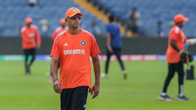 India's coach Rahul Dravid during a practice session (PTI) India's coach Rahul Dravid during a practice session (PTI)