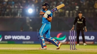 Shreyas Iyer plays a shot during the ICC Men's World Cup ODI cricket match between India and New Zealand (PTI) Shreyas Iyer plays a shot during the ICC Men's World Cup ODI cricket match between India and New Zealand (PTI)