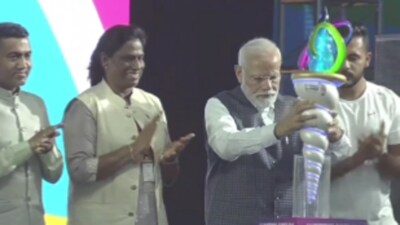 Prime Minister Narendra Modi inaugurated the 37th edition of the National Games in Panaji, Goa on Thursday (Twitter Photo) Prime Minister Narendra Modi inaugurated the 37th edition of the National Games in Panaji, Goa on Thursday (Twitter Photo)