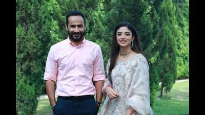 Punjab sports minister Gurmeet Singh Meet Hayer (34) with Gurveen Kaur. (Sourced)