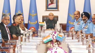 Rajnath Singh addressed the inaugural session of Air Force Commanders’ Conference in New Delhi (Twitter/@rajnathsingh) Rajnath Singh addressed the inaugural session of Air Force Commanders’ Conference in New Delhi (Twitter/@rajnathsingh)
