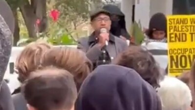 A viral video showed Russell Rickford saying the Hamas attack was “exhilarating” and “energising" (@EmmaBorosKidd screenshot/X) A viral video showed Russell Rickford saying the Hamas attack was “exhilarating” and “energising" (@EmmaBorosKidd screenshot/X)