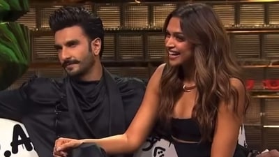 Ranveer Singh and Deepika Padukone on Koffee with Karan Season 8. Ranveer Singh and Deepika Padukone on Koffee with Karan Season 8.