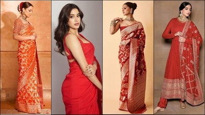 Karwa Chauth 2023: From Katrina Kaif to Janhvi, B'wood inspired chic red outfits (Instagram ) Karwa Chauth 2023: From Katrina Kaif to Janhvi, B'wood inspired chic red outfits (Instagram )