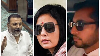 Nishikant Dubey and Jai Anand Dehadrai (3rd in pic) appeared before the Lok Sabha Ethics Committee on Thursday in connection with their allegations against Mahua Moitra. Nishikant Dubey and Jai Anand Dehadrai (3rd in pic) appeared before the Lok Sabha Ethics Committee on Thursday in connection with their allegations against Mahua Moitra.