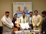 Uttarakhand chief minister Pushkar Singh Dhami (Third from Left).