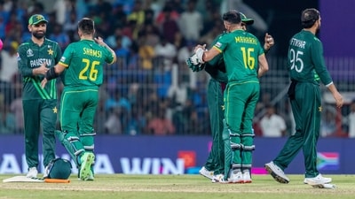 Players shake hands after the match between South Africa and India in the ICC Men's Cricket World Cup 2023, at MA Chidambaram Stadium in Chennai on Friday (ANI) Players shake hands after the match between South Africa and India in the ICC Men's Cricket World Cup 2023, at MA Chidambaram Stadium in Chennai on Friday (ANI)