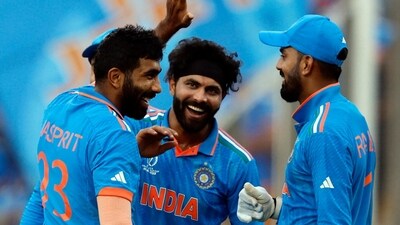 India's Ravindra Jadeja celebrates after taking a catch to dismiss Bangladesh's Mushfiqur Rahim off the bowling of Jasprit Bumrah (REUTERS)