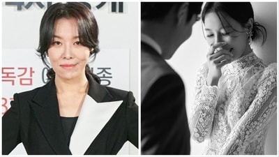 Actor Cha Chung-hwa's first pictures of her private wedding has been unveiled by her agency. Actor Cha Chung-hwa's first pictures of her private wedding has been unveiled by her agency.