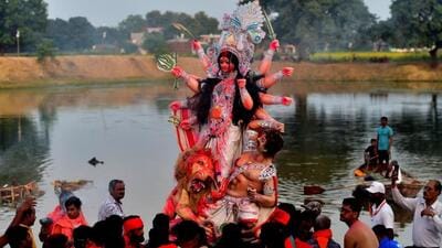Immersion of Goddess Durga (Representative Photo) Immersion of Goddess Durga (Representative Photo)