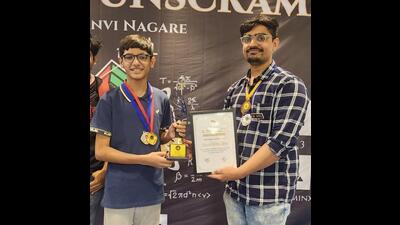 Nerul resident Imaad Sohel Ajani receiving the trophy at the Pune Unscrambled 2023 competition held last week (HT PHOTO) Nerul resident Imaad Sohel Ajani receiving the trophy at the Pune Unscrambled 2023 competition held last week (HT PHOTO)