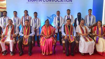 President Droupadi Murmu graced the 8th convocation of Indian Maritime University at Chennai (Twitter/@rashtrapatibhvn) President Droupadi Murmu graced the 8th convocation of Indian Maritime University at Chennai (Twitter/@rashtrapatibhvn)