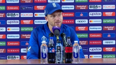 Jos Buttler addresses the press after England's defeat to Sri Lanka