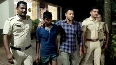 The accused being taken into custody by Alibaug police (HT PHOTO) The accused being taken into custody by Alibaug police (HT PHOTO)
