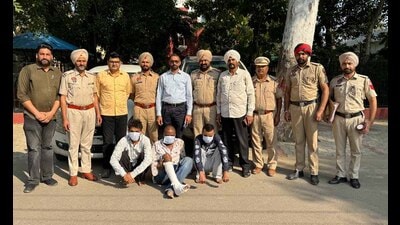 The accused in police custody in Ludhiana on Friday. (HT Photo) The accused in police custody in Ludhiana on Friday. (HT Photo)