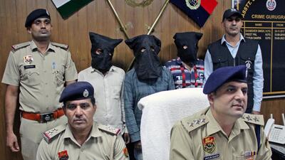 The three accused men in police custody on Friday. (ANI) The three accused men in police custody on Friday. (ANI)