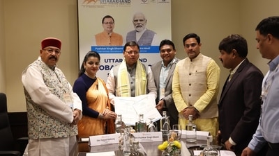Uttarakhand chief minister Pushkar Singh Dhami (Third from Left). Uttarakhand chief minister Pushkar Singh Dhami (Third from Left).