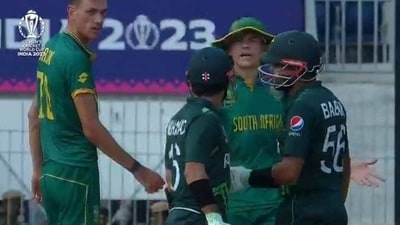 Mohammad Rizwan and Marco Jansen involve in fiery exchange during Pakistan vs South Africa World Cup Mohammad Rizwan and Marco Jansen involve in fiery exchange during Pakistan vs South Africa World Cup