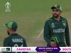 Babar Azam having a word with Mohammad Nawaz