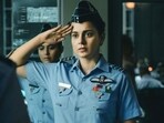 Kangana Ranaut in a still from Tejas. 